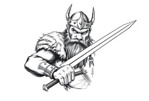 a viking with a sword. tattoo idea