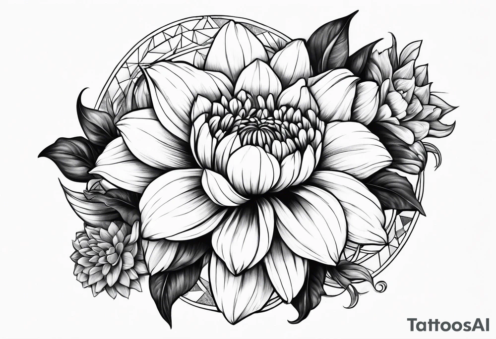 Ring neck snake and dahlia tattoo idea