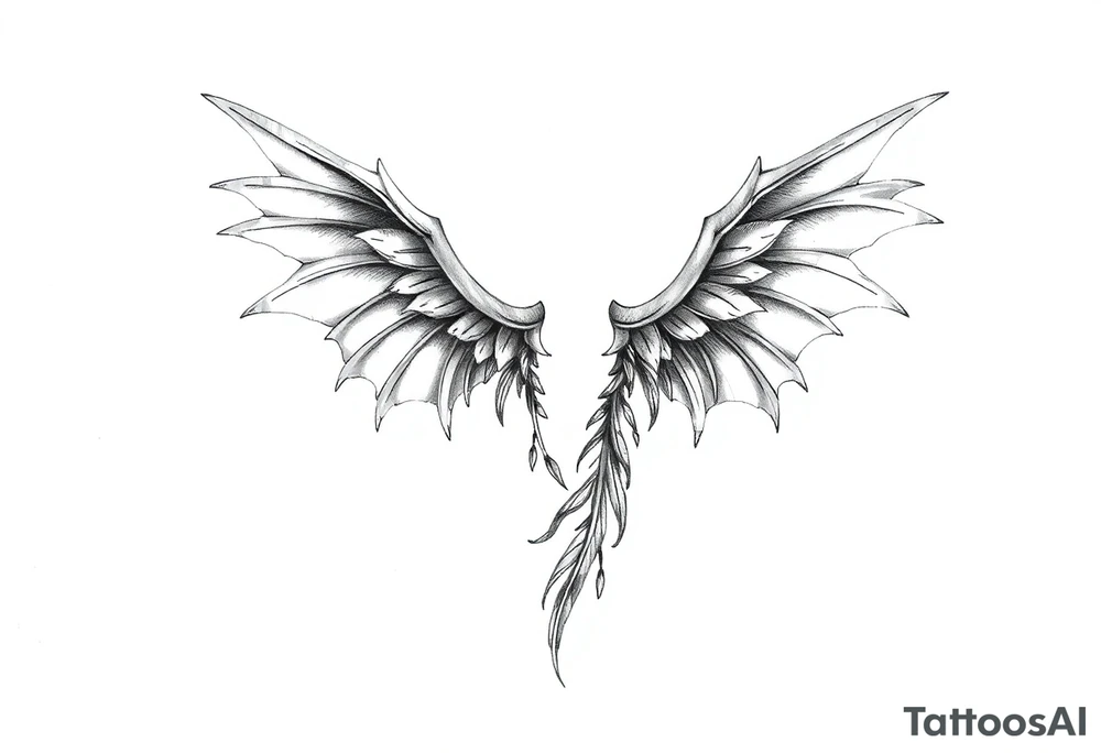 Angel devil feathers tattoo idea
