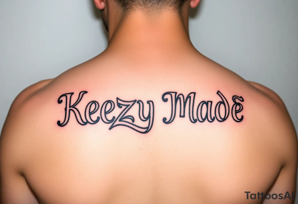 bubble gum style lettering  (KeezY MadE) tattoo idea
