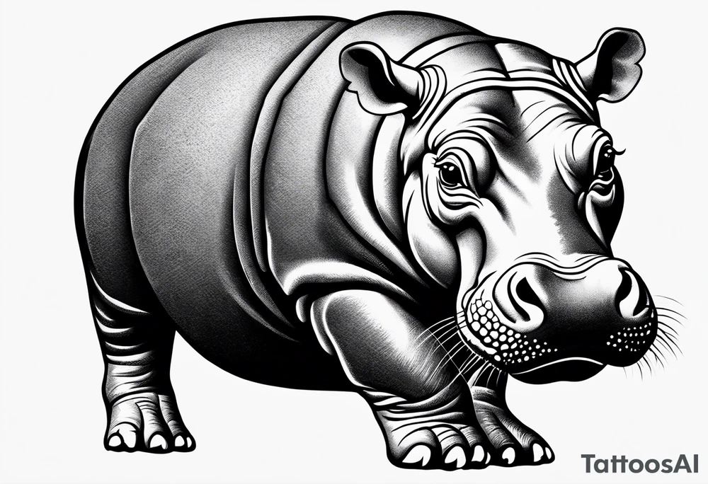 Baby hippo playing tattoo idea