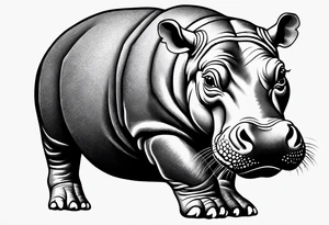 Baby hippo playing tattoo idea