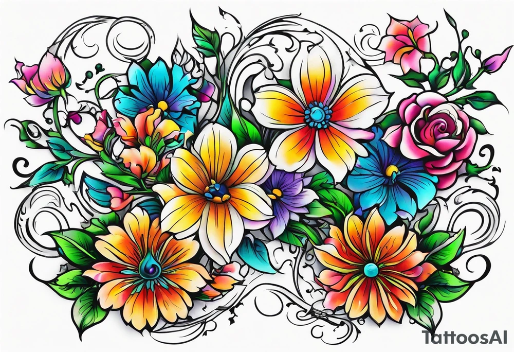 vines of flowers tattoo idea