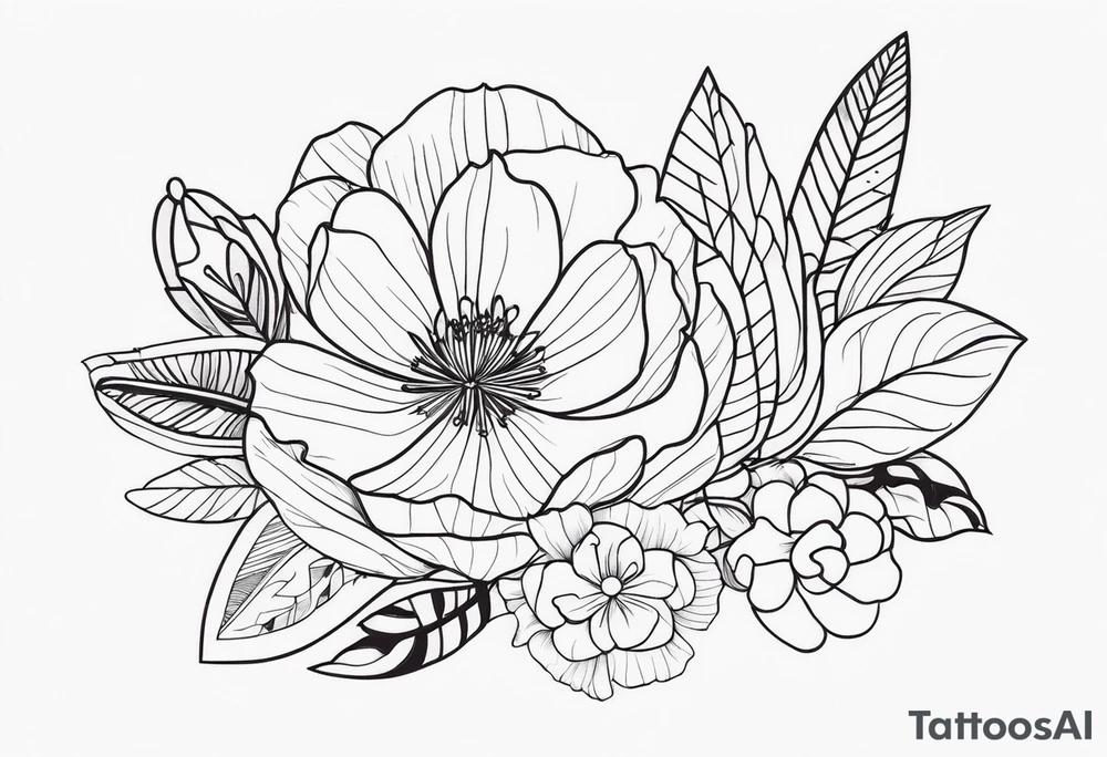 mexican fine line floral tattoo idea