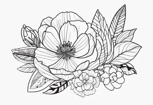 mexican fine line floral tattoo idea