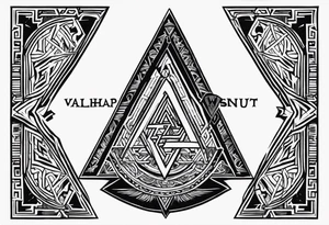 Valhalla 
Sword shield valknut  axe fire tattoo idea