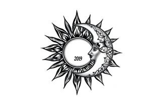 sun and moon with constellation patterns tattoo idea