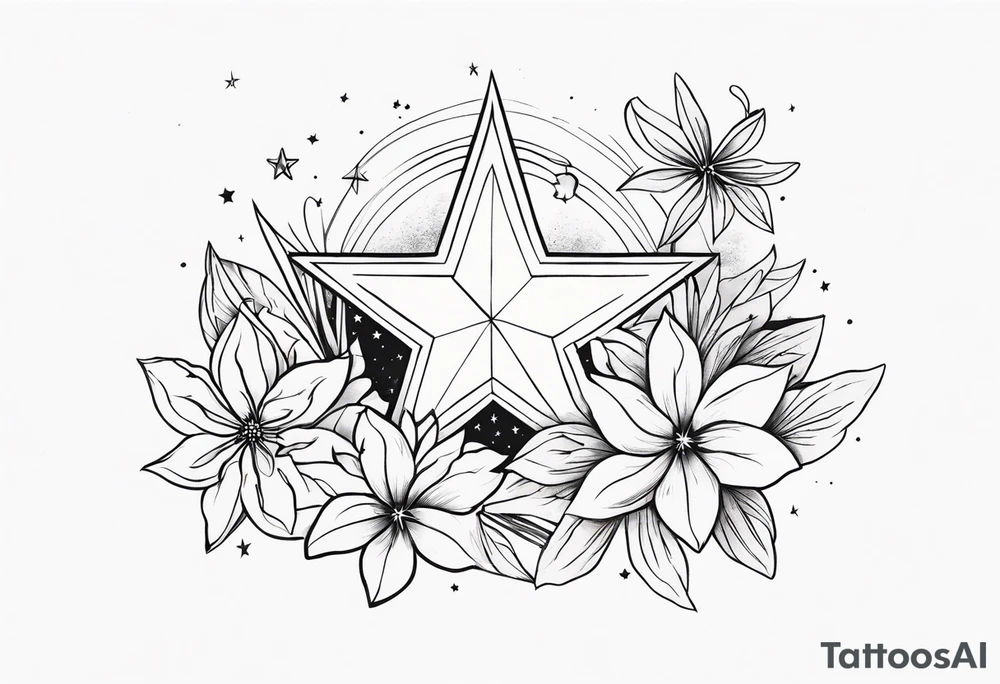 Stars and floral tattoo idea
