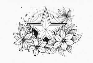 Stars and floral tattoo idea