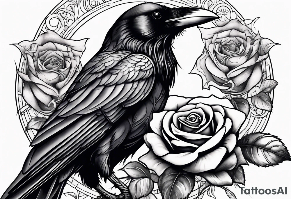 Raven holding  rose    arm tattoo tattoo idea