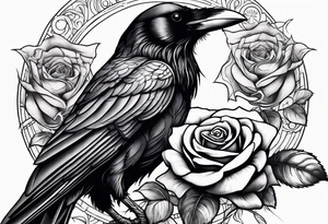 Raven holding  rose    arm tattoo tattoo idea