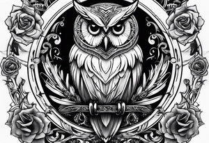 Owl on left chest tattoo idea