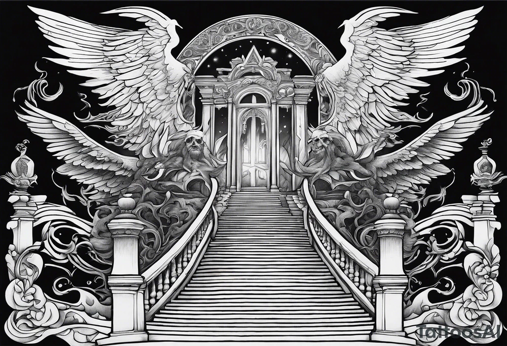 Satan fallen down on the stairway to heaven tattoo idea