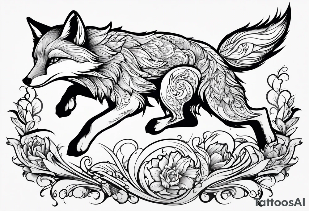 Fox leaping tattoo idea