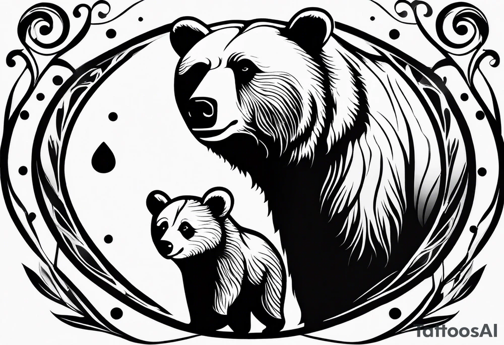 mother bear and cub looking at each other teardrop shaped simple tattoo idea mother bear and cub looking at each other teardrop shaped simple tattoo idea