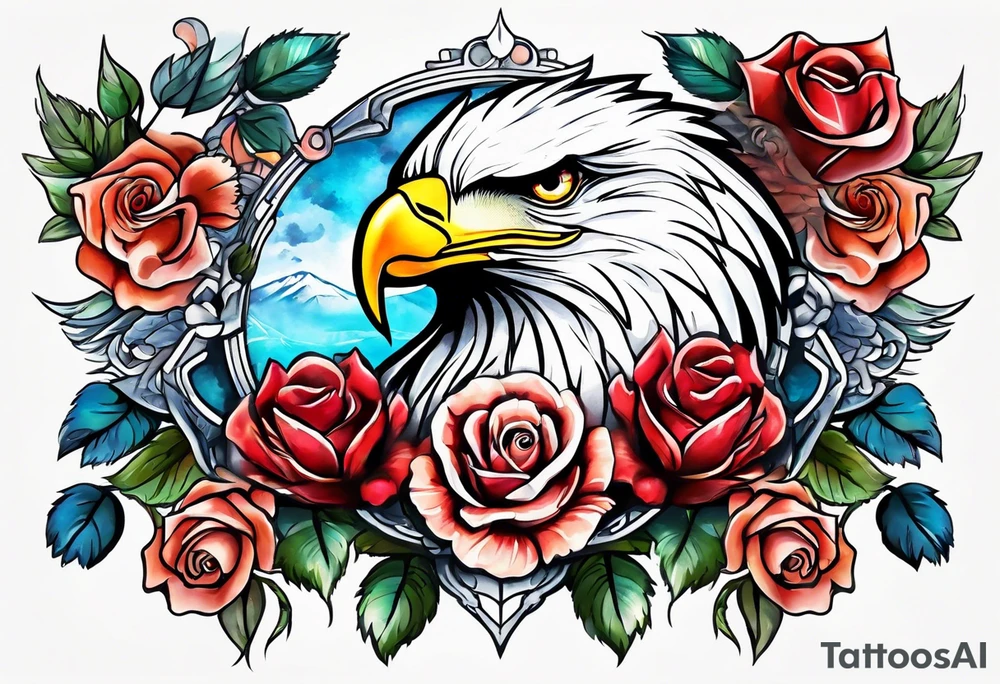 eagle, rose, clock , love tattoo idea