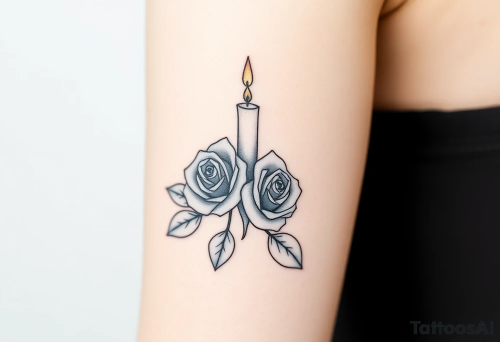 Blue, 2 roses, 2 candles tattoo idea