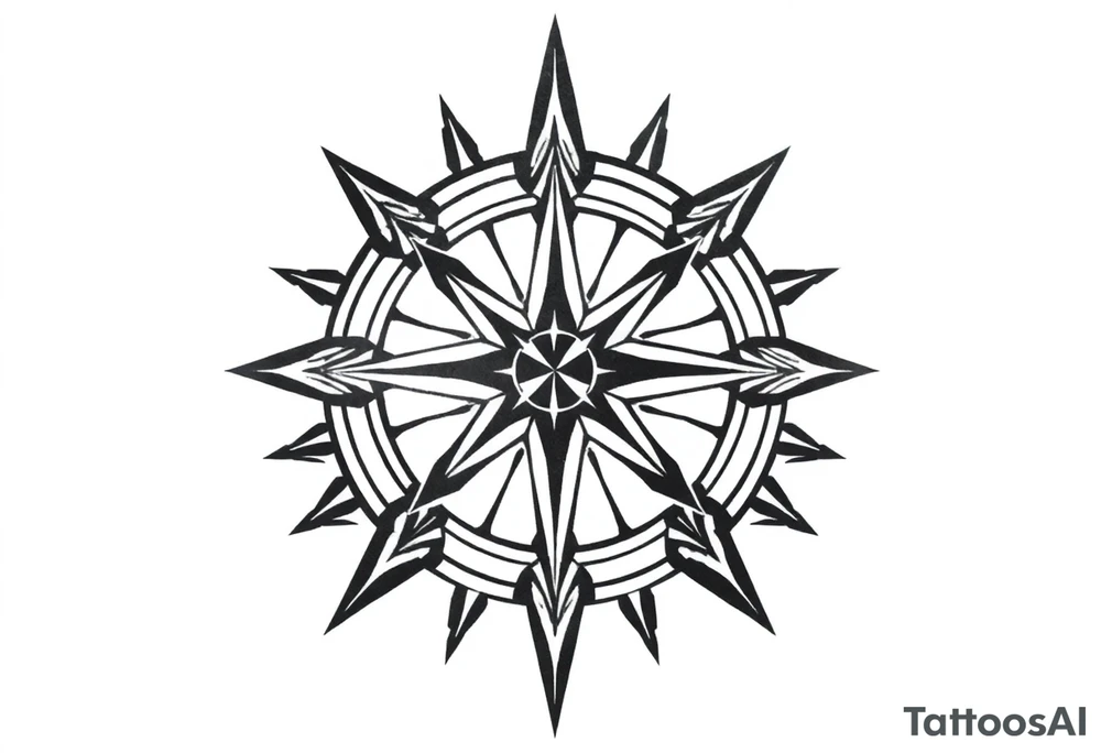 Simple Double layered compass rose tattoo idea