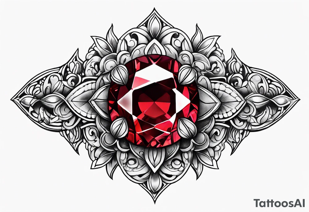 Ruby red small jewel tattoo idea