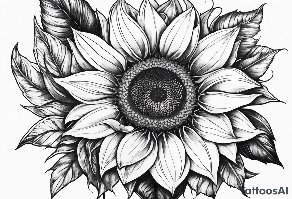 Half Capricorn and half sunflower tattoo idea
