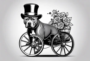 Pittbull wearing a tophat riding a tricycle tattoo idea