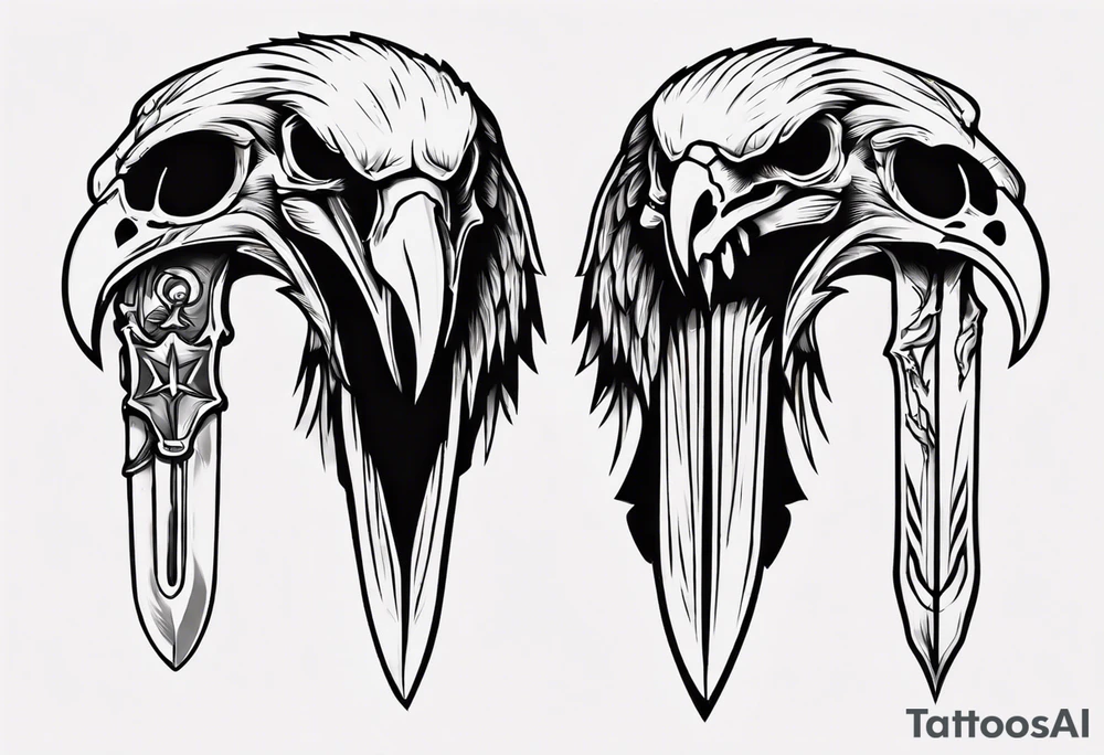 knife carved eagle skull tattoo idea