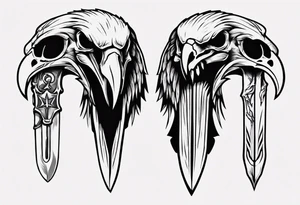 knife carved eagle skull tattoo idea
