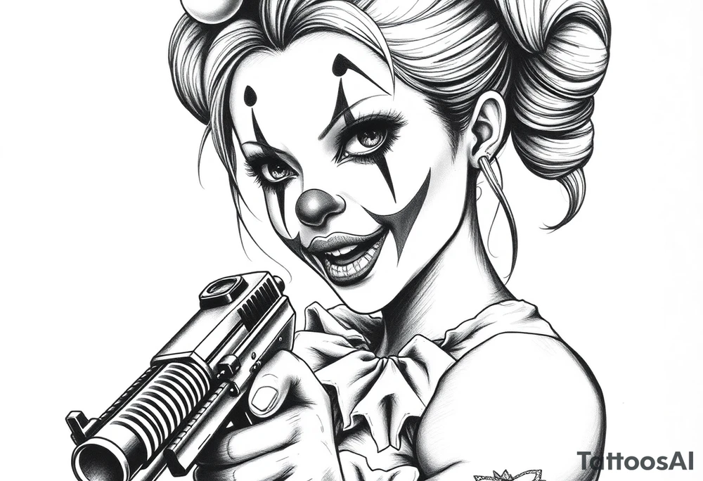 Payasa Clown Girl Gun tattoo idea