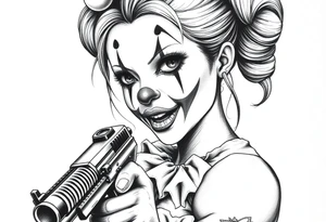 Payasa Clown Girl Gun tattoo idea