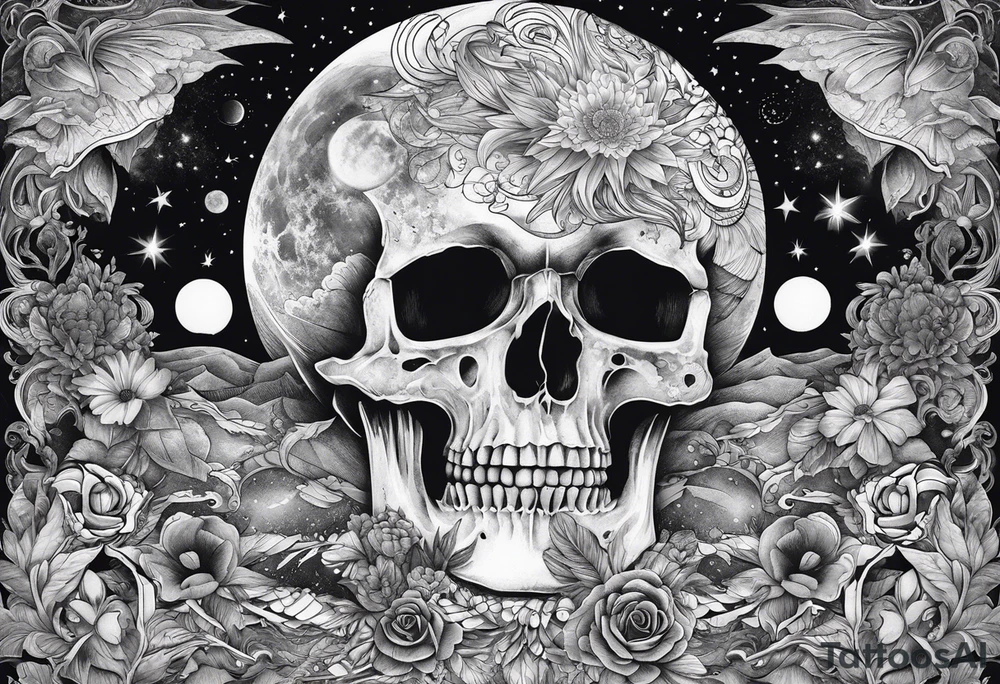 Universe with a skeleton tattoo idea