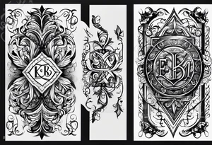 Initials E, M, B interwoven tattoo idea