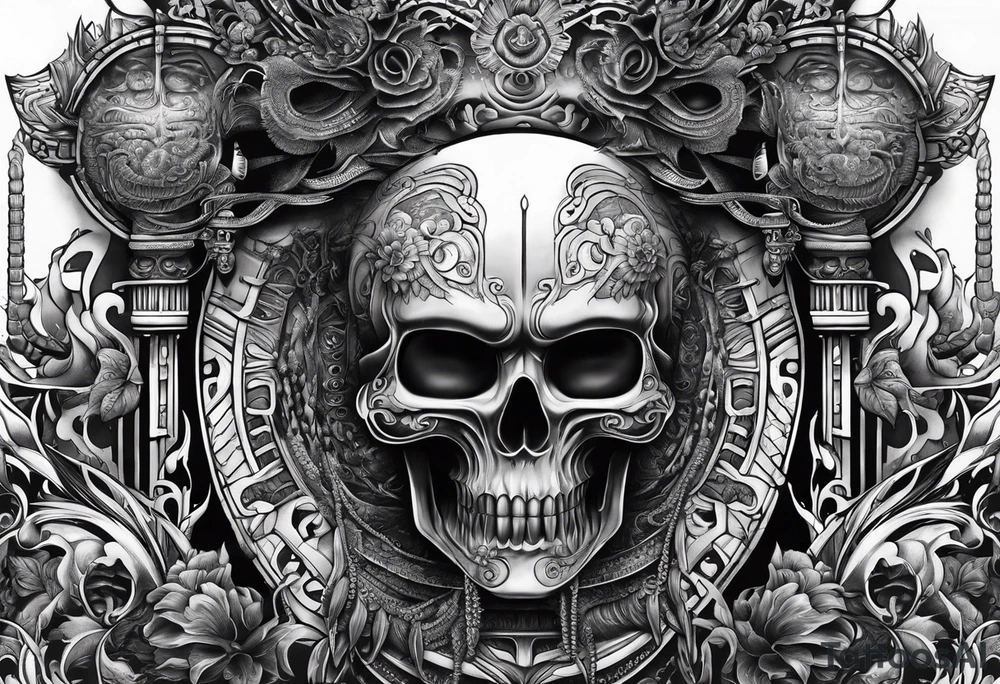 Japanese tattoo in the style of Giger tattoo idea