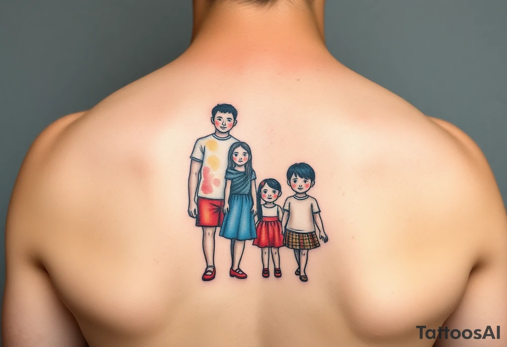 Family 2 parents 2 kids outside tattoo idea