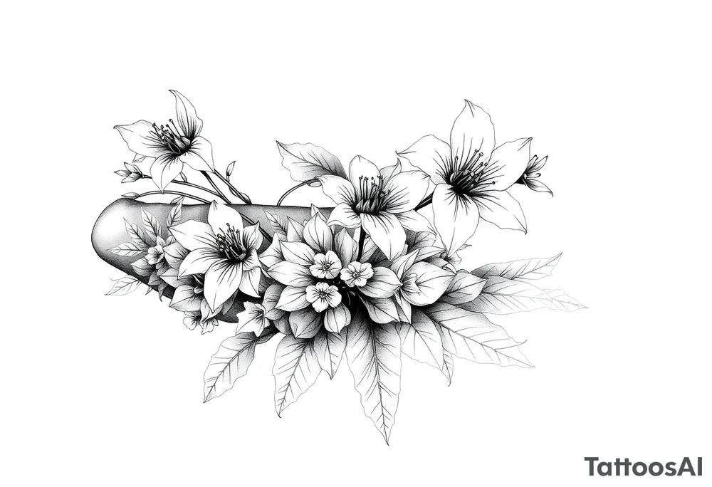 narcissus flowers and holly flowers tattoo idea