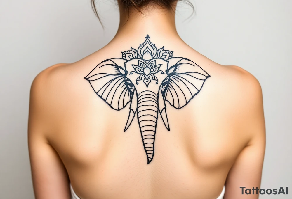 elephant head mandala upturned trunk henna tattoo idea