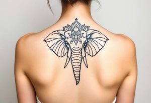 elephant head mandala upturned trunk henna tattoo idea