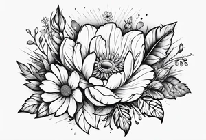 paw print and wild flowers tattoo idea
