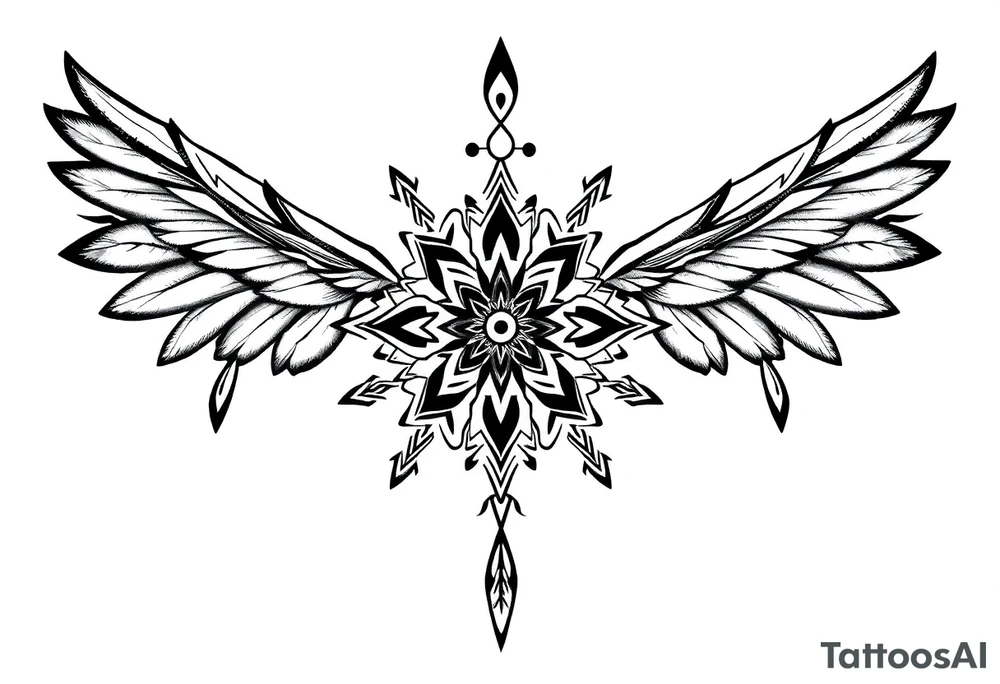 spiritual feathers indian mandala shaman rune tattoo idea