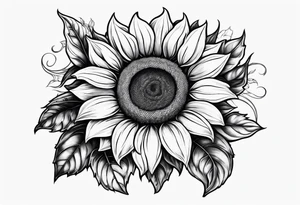 Realistic Horseshoe around a sunflower tattoo idea