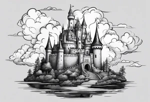 a castle floating in the sky tattoo idea