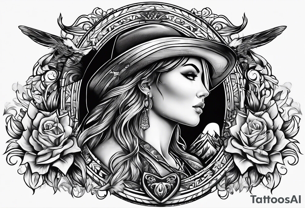 Western genre movie half sleeve tattoo tattoo idea