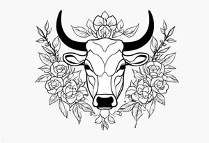 floral steer head bones tattoo idea