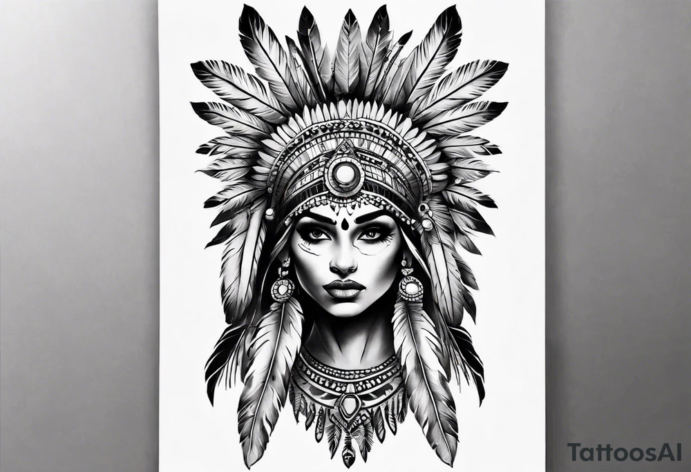 indian theme leg sleeve tattoo idea