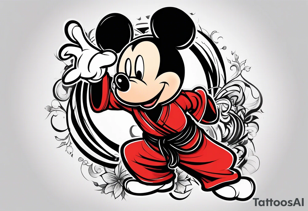 mickey mouse martial arts tattoo idea