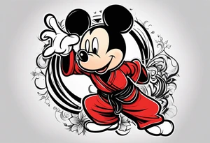 mickey mouse martial arts tattoo idea