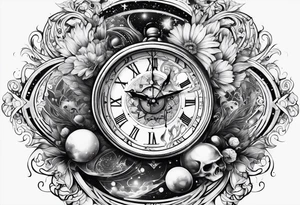 A clock in the cosmos tattoo idea