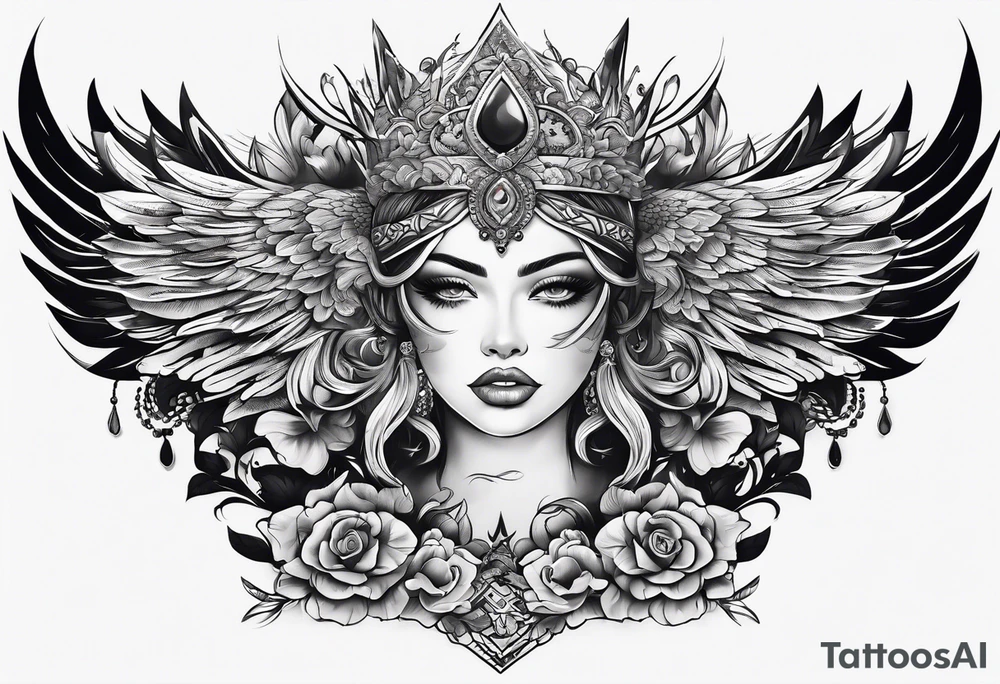 full body tattoo on the back from top to bottom on paper tattoo idea