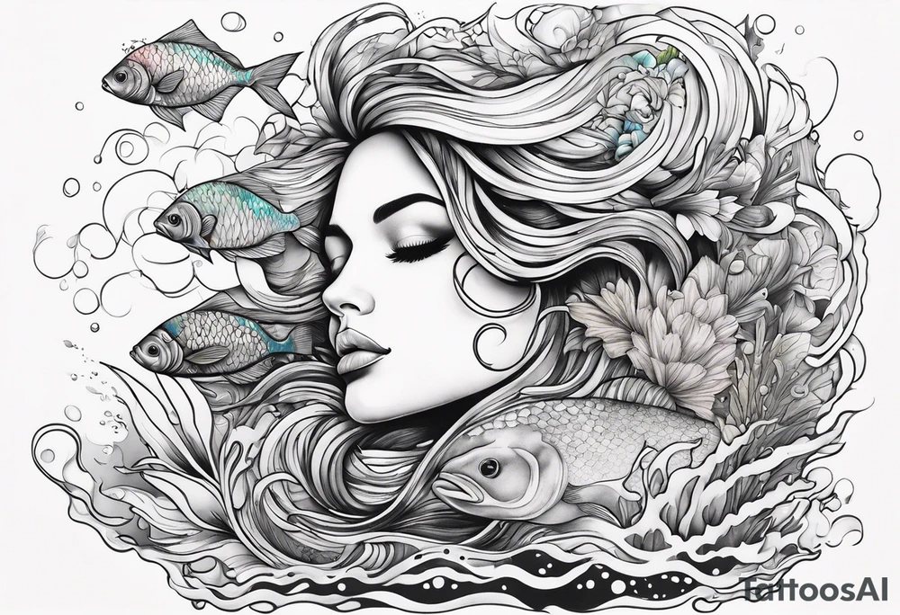 Woman under water tattoo idea