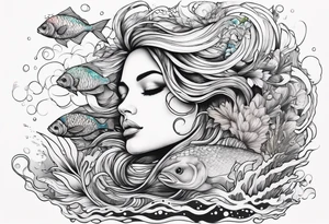 Woman under water tattoo idea