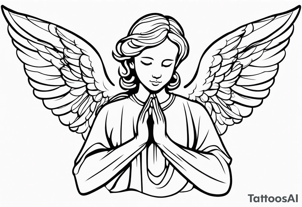 Angel with prayer hands tattoo idea